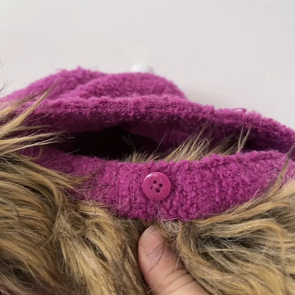 Cat & Jack Fuchsia Textured Faux Fur Trim Coat XS 4/5